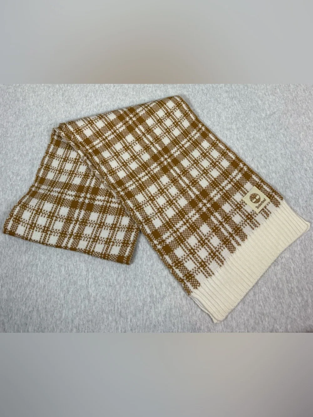 Timberland Buffalo Plaid Scarf 🧣 Brown & Cream‎ NWT